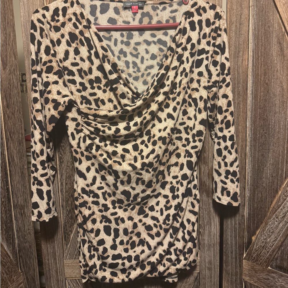 Vince Camuto Leopard Print Drape Top